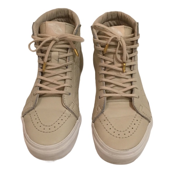 Vans Shoes - Vans Off The Wall High Top Leather Beige Unisex
